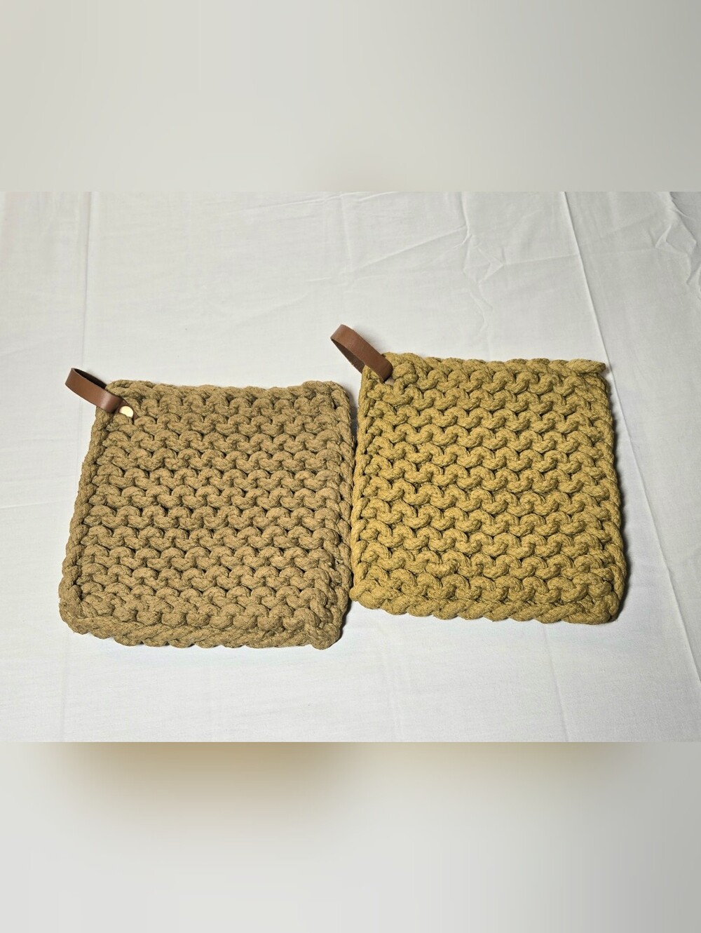 Vintage Handmade Woven Trivet Hot Pad Set of 2